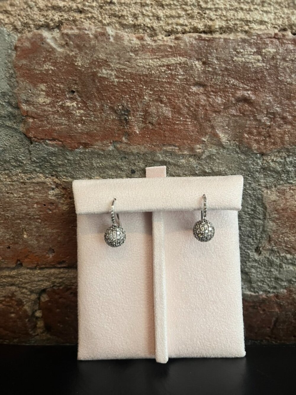 Genuine Natural Diamond Pave Dome Button Stud Earrings